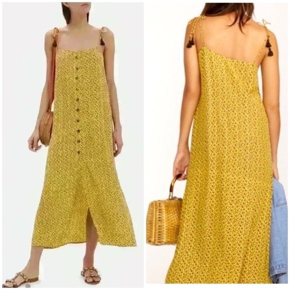 Faithfull The Brand Arrieta Slip Dress buttondown adjustable spaghetti strp sz 6 - Picture 5 of 11